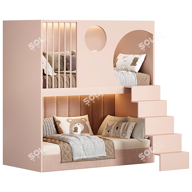 Modern Kids Bedroom Furniture Set 3D model image 2