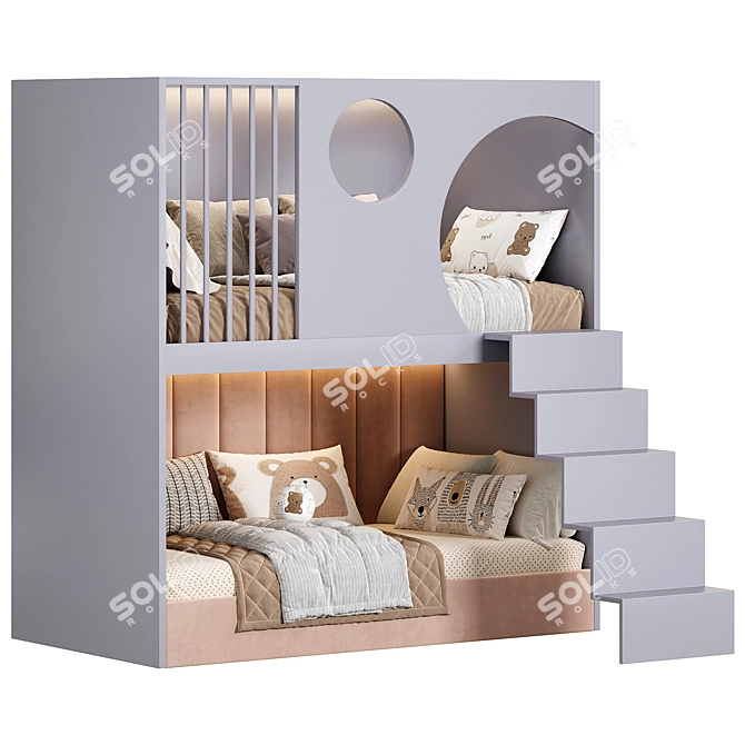 Modern Kids Bedroom Furniture Set 3D model image 4