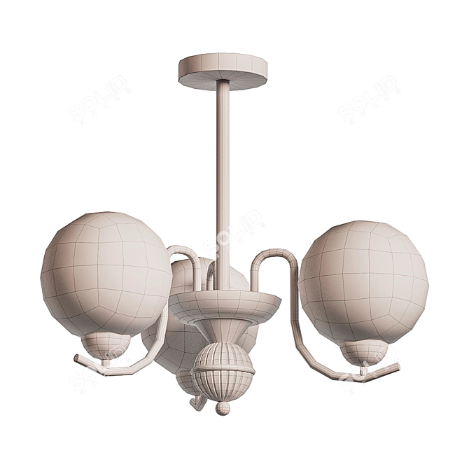 Elegant Vanilla Ball Chandelier 3D model image 2