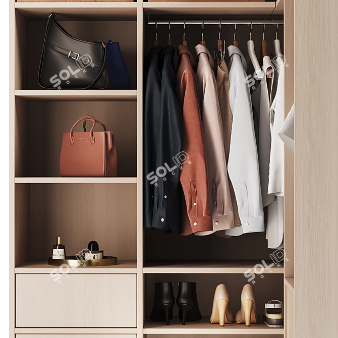 Corner Wardrobe with Storage Essentials 3D model image 2