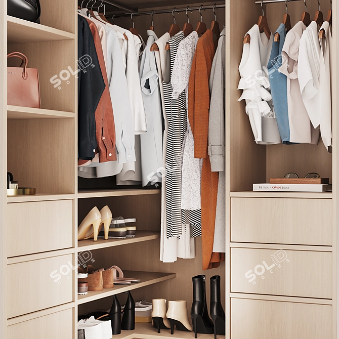 Corner Wardrobe with Storage Essentials 3D model image 3