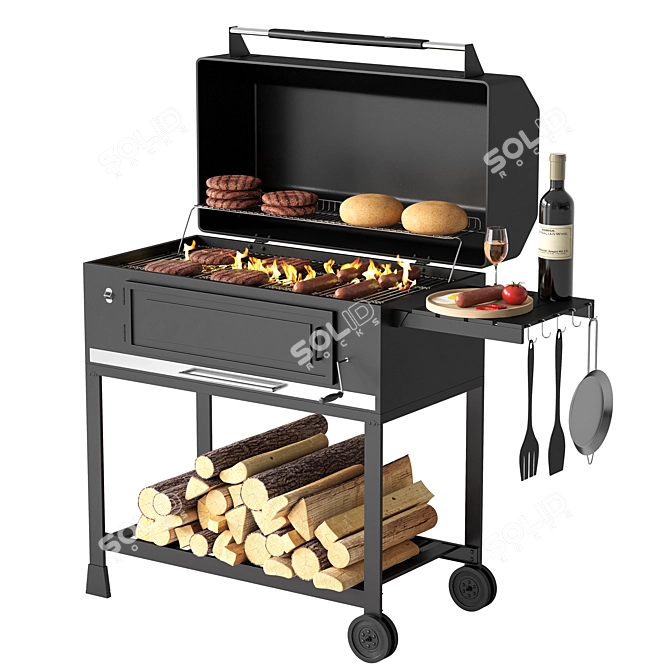 Outdoor Grill 3D Model Kit 3D model image 1