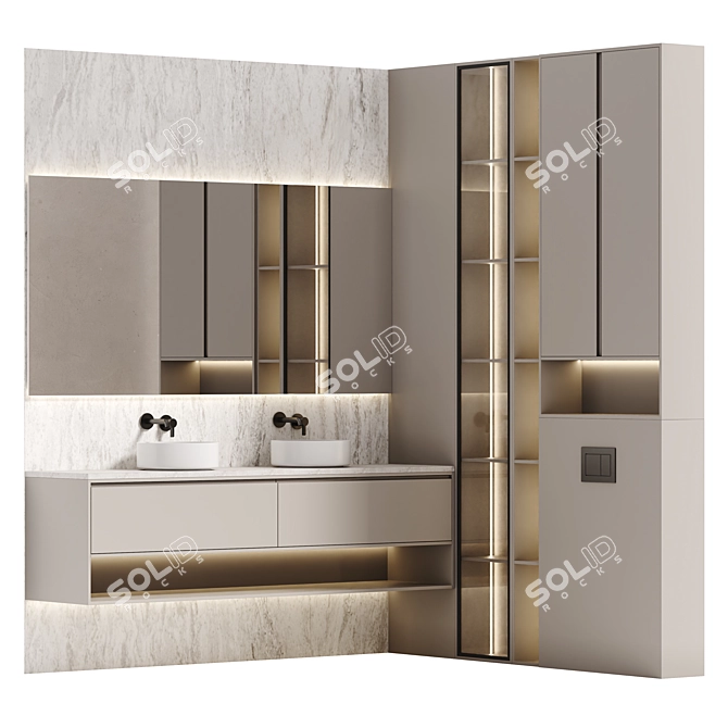 Modern Bathroom Furniture Set 3D model image 1