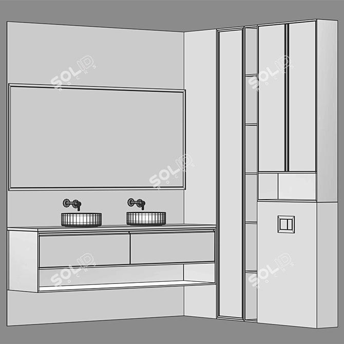 Modern Bathroom Furniture Set 3D model image 6