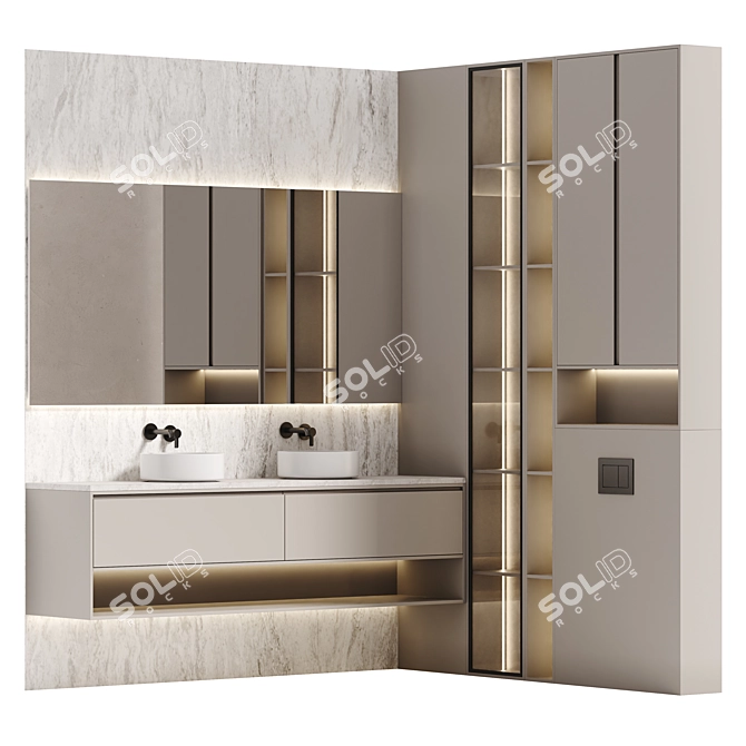 Modern Bathroom Furniture Set 3D model image 7