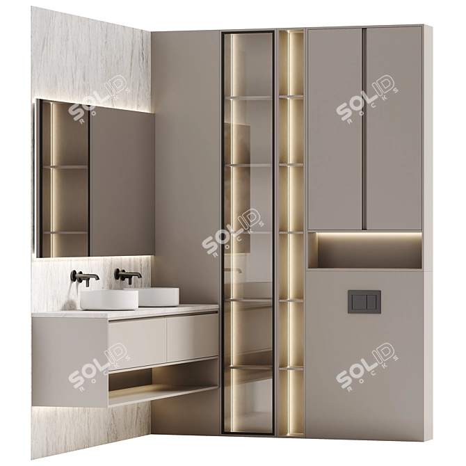 Modern Bathroom Furniture Set 3D model image 8