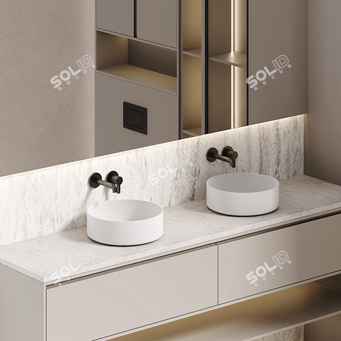 Modern Bathroom Furniture Set 3D model image 10