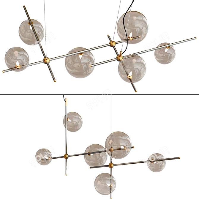 Elegant Glass Steel Pendant Lamp 3D model image 1