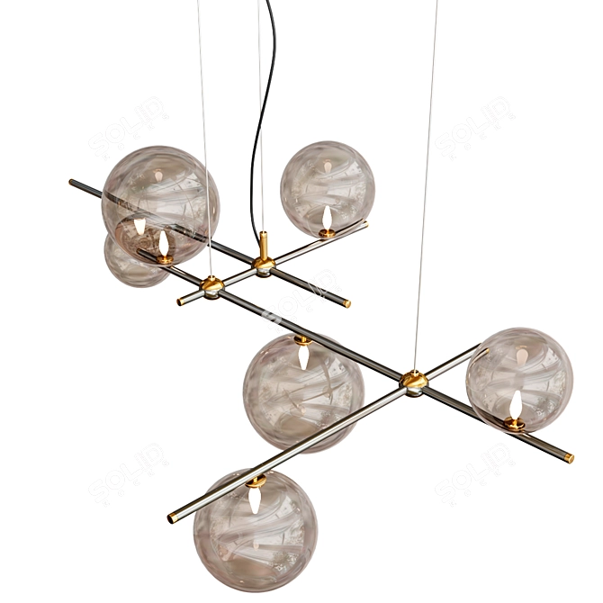 Elegant Glass Steel Pendant Lamp 3D model image 2