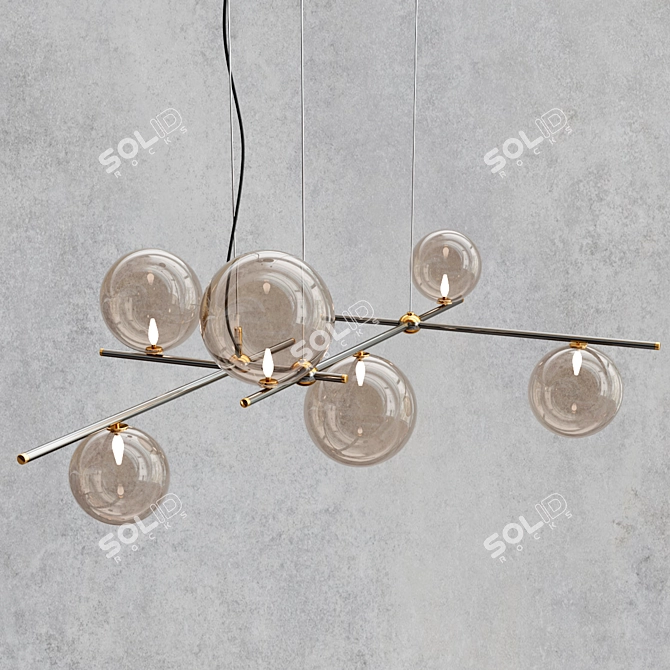 Elegant Glass Steel Pendant Lamp 3D model image 5