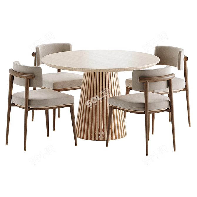 Modern 4-Piece Dining Set 3D model image 1