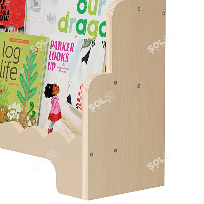 Montessori Wooden Kids Bookshelf 3D model image 4