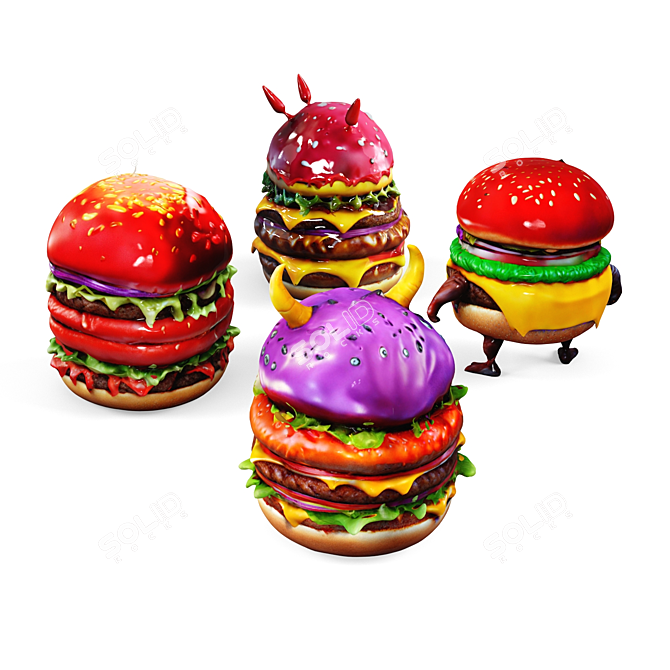 Monster Burger Figures 3D model image 2