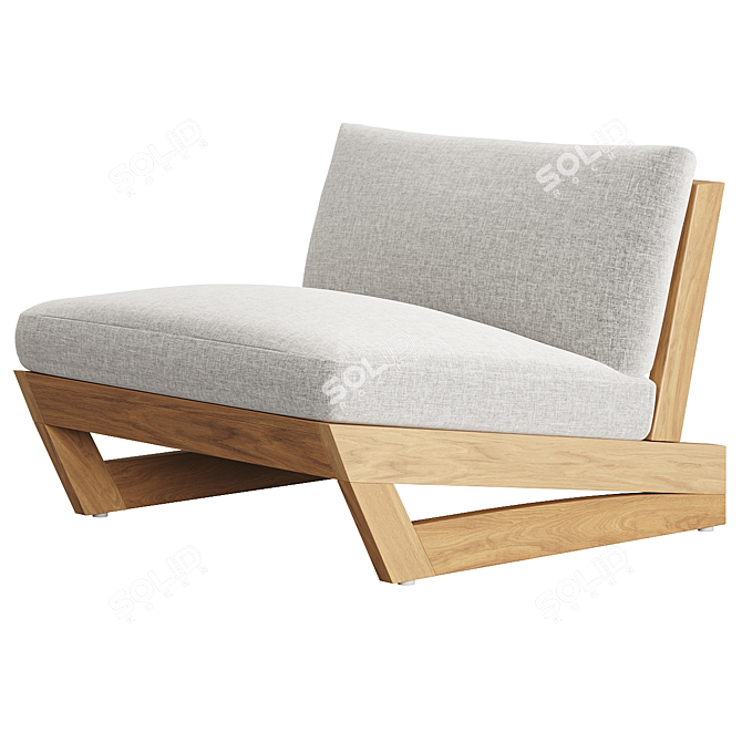 Modern Teak Outdoor Lounge Chair 3D model image 1