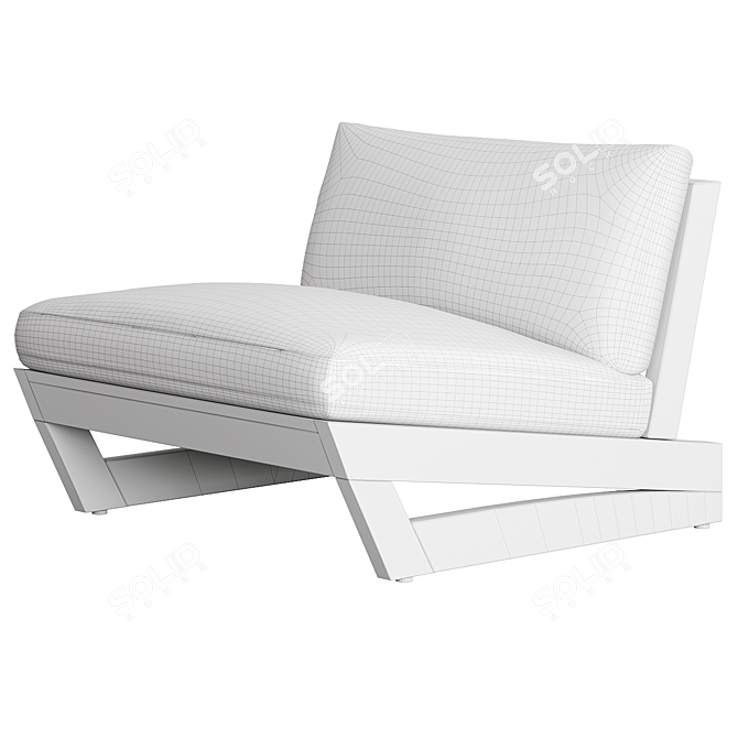 Modern Teak Outdoor Lounge Chair 3D model image 3