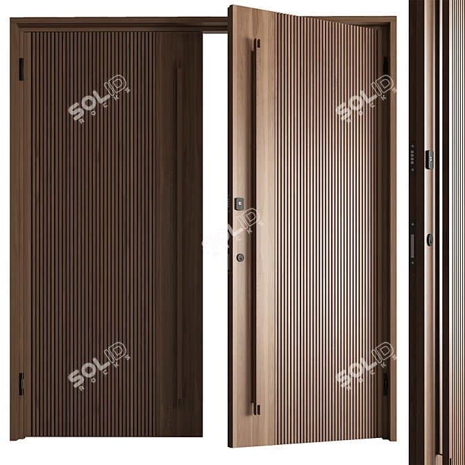 Rustic Wood Entry Door 3D model image 1
