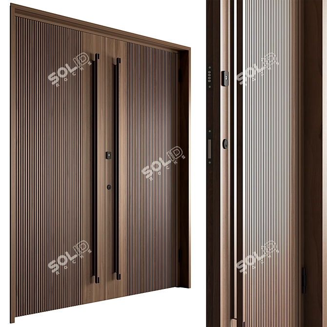 Rustic Wood Entry Door 3D model image 2