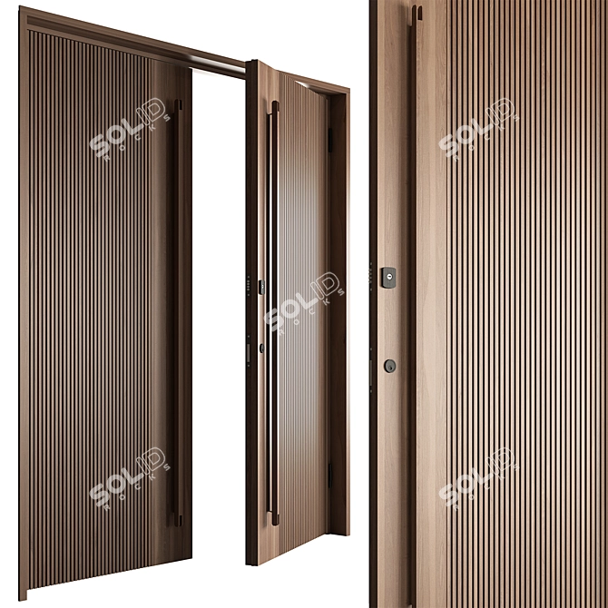 Rustic Wood Entry Door 3D model image 3