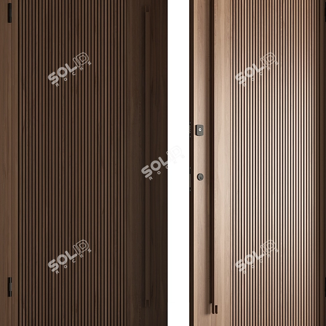 Rustic Wood Entry Door 3D model image 4
