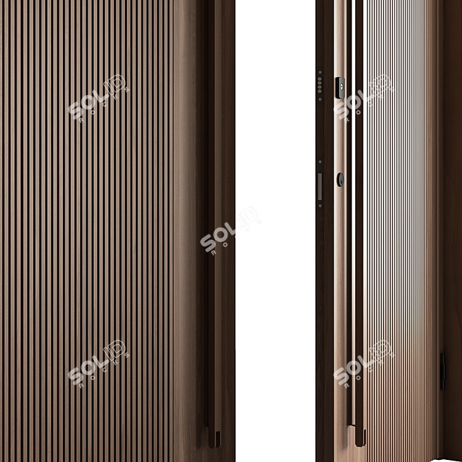 Rustic Wood Entry Door 3D model image 5
