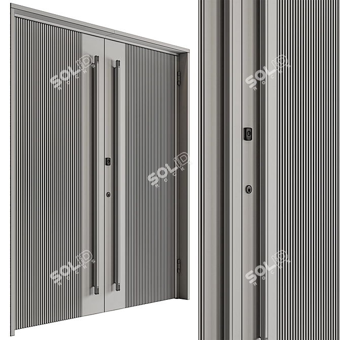 Rustic Wood Entry Door 3D model image 6