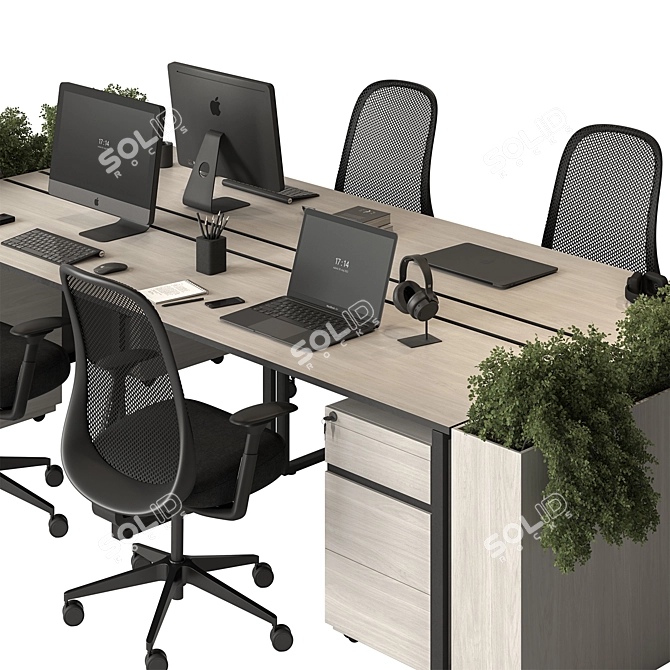 Modern Office Employee Furniture Set 3D model image 3
