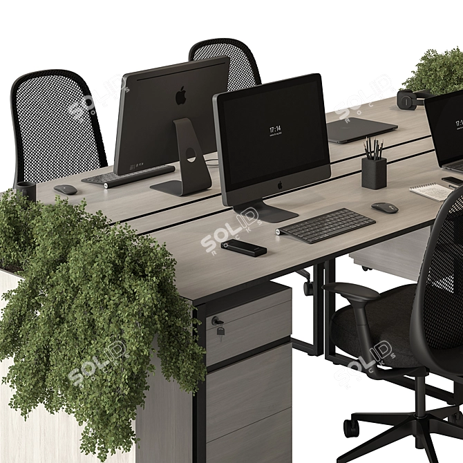 Modern Office Employee Furniture Set 3D model image 4