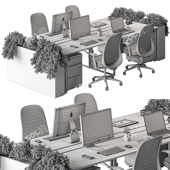 Modern Office Employee Furniture Set 3D model image 5