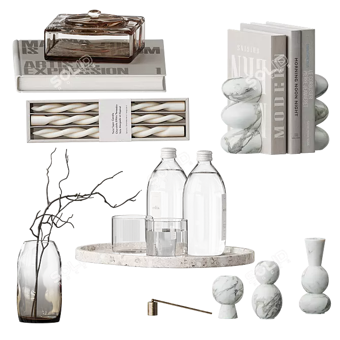 Elegant Living Room Decor Set 3D model image 5