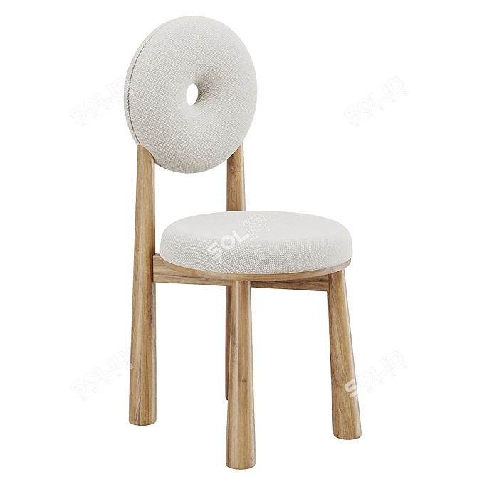 Modern White Dining Chair and Table 3D model image 2