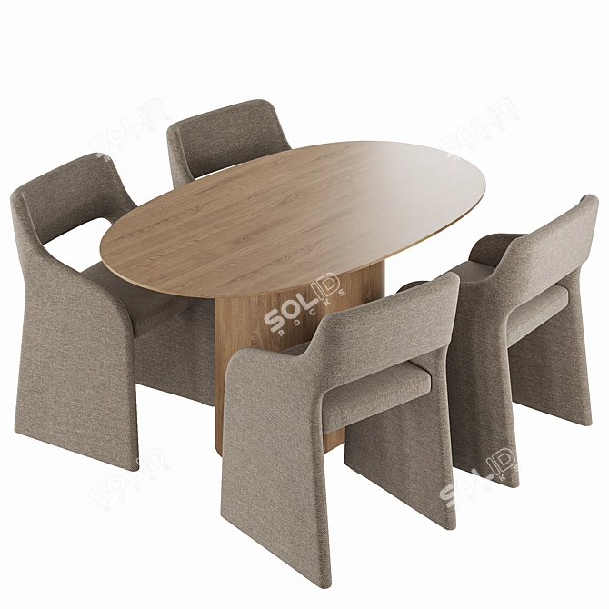 Elegant Birch Dining Set 3D model image 1