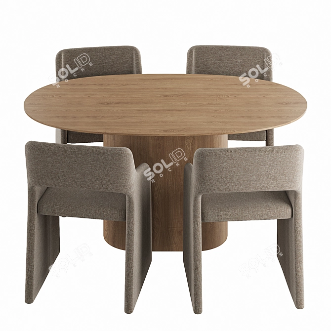 Elegant Birch Dining Set 3D model image 2