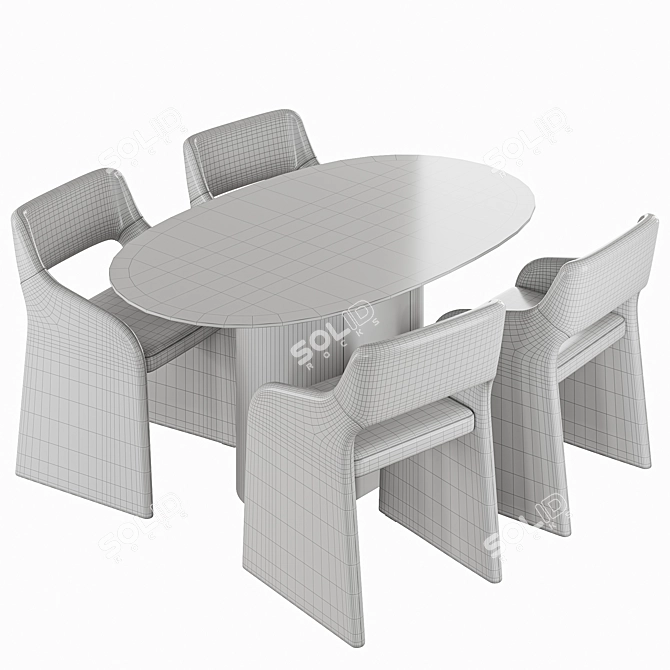 Elegant Birch Dining Set 3D model image 3