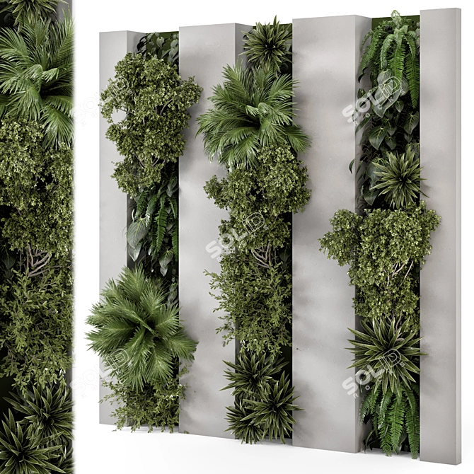 Concrete Base Vertical Garden Set 3D model image 1