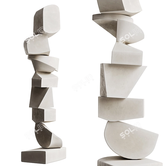 Modern Totem Sculpture Minimalist Interior 3D model image 1