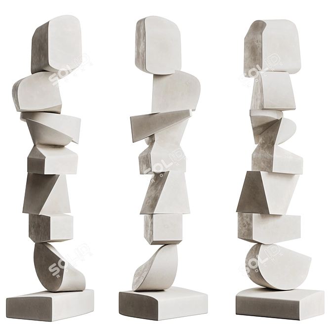 Modern Totem Sculpture Minimalist Interior 3D model image 2