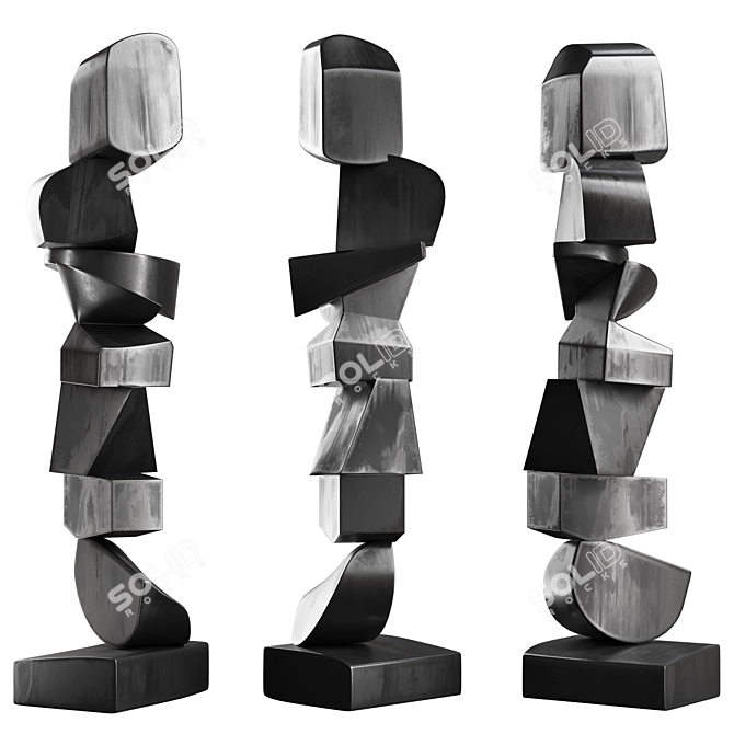 Modern Totem Sculpture Minimalist Interior 3D model image 3