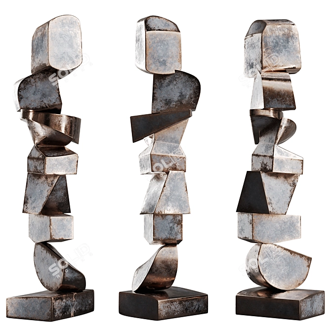 Modern Totem Sculpture Minimalist Interior 3D model image 4