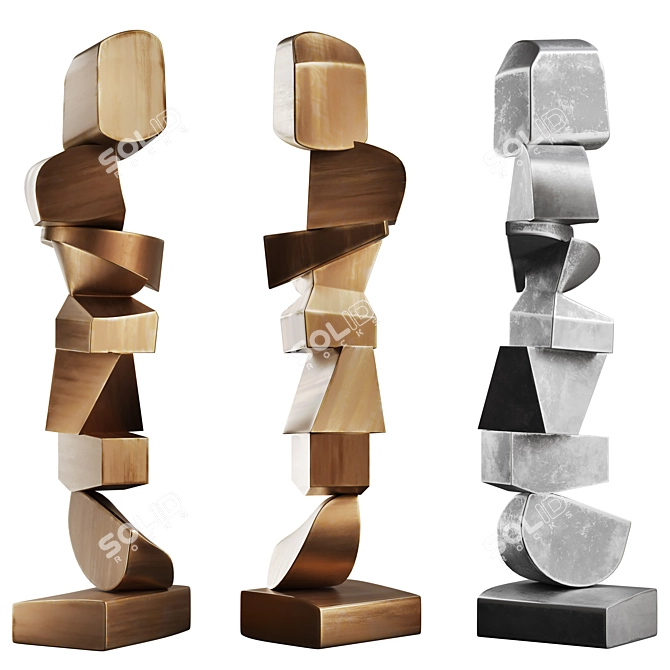 Modern Totem Sculpture Minimalist Interior 3D model image 5