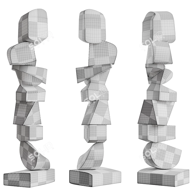 Modern Totem Sculpture Minimalist Interior 3D model image 7