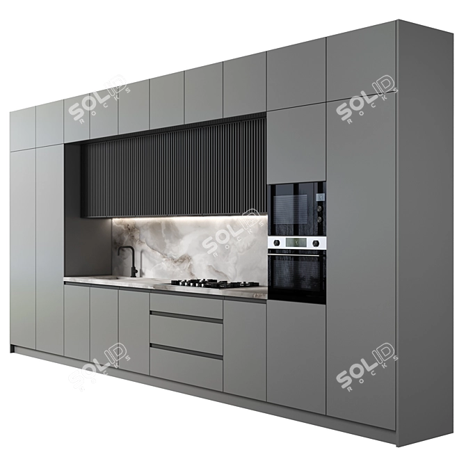 Modern Island Kitchen 3D Model 3D model image 1