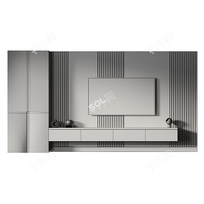 Modern TV Wall Set 038 3D model image 3