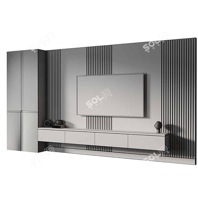 Modern TV Wall Set 038 3D model image 4