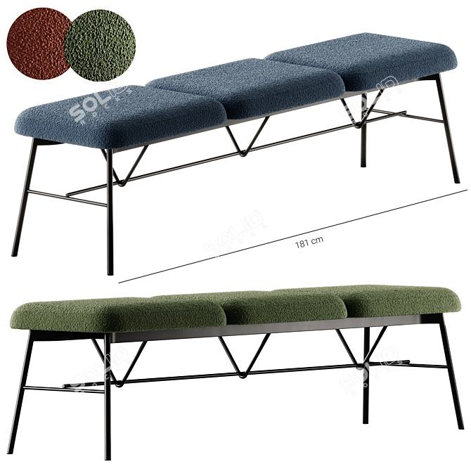  Chic Fabric Bench by Et al 3D model image 1