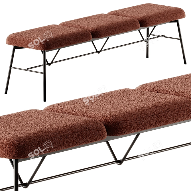  Chic Fabric Bench by Et al 3D model image 2