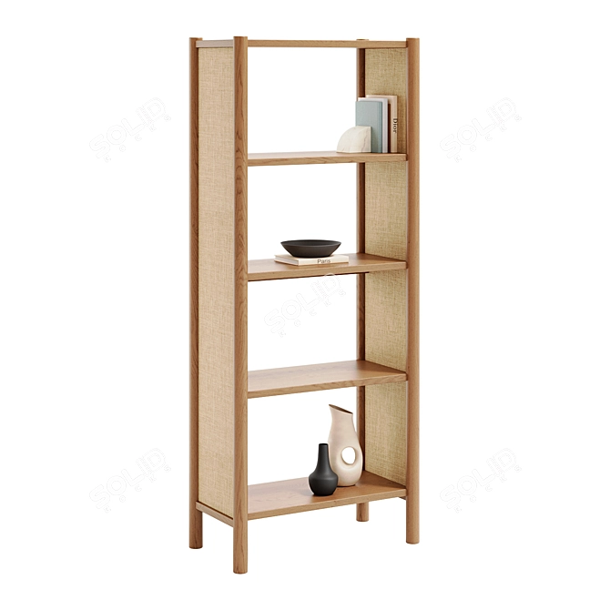 Emmer Oak Bookcase Charcoal/Natural 3D model image 4