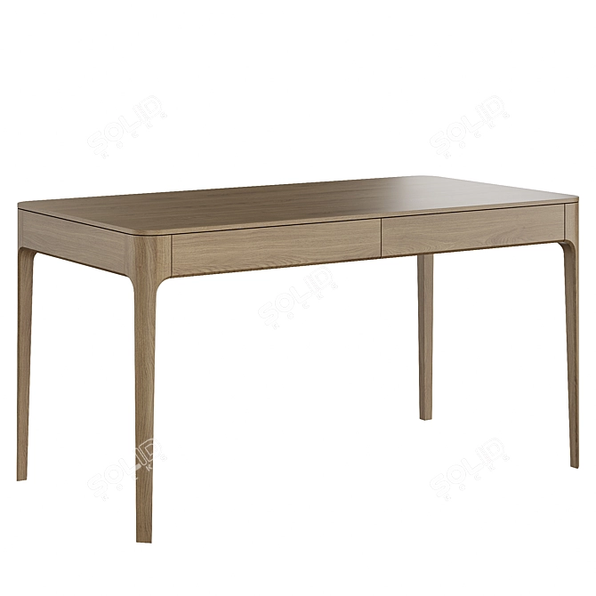  Type Oak Desk & Chair 3D model image 4