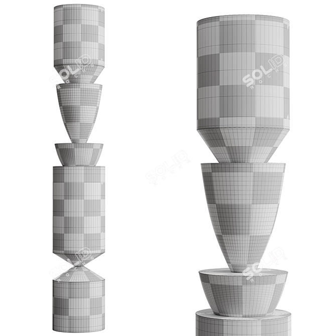 Modern Totem Sculpture Decor Piece 3D model image 15