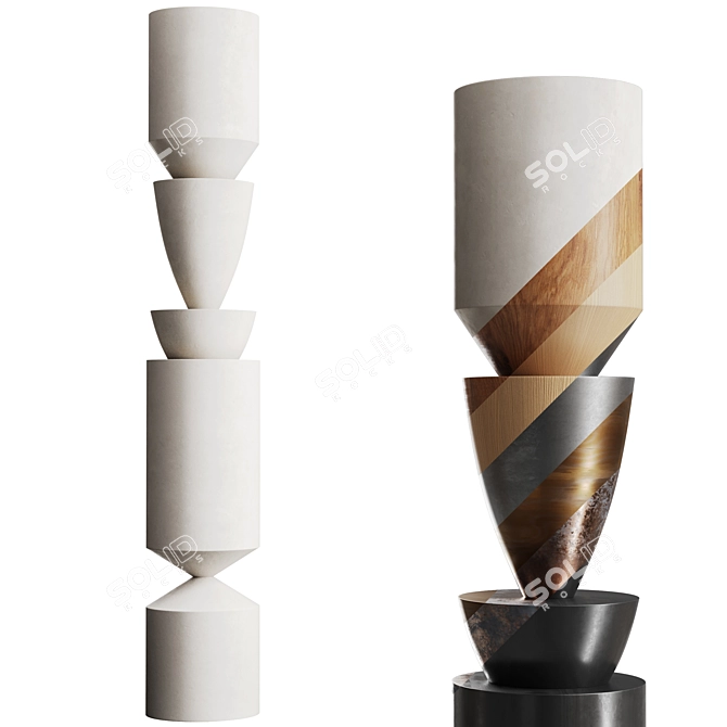 Modern Totem Sculpture Decor Piece 3D model image 16