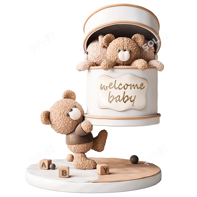 Soft Toy Set: Bear Plush 3D model image 1